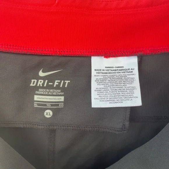 Nike Dri-Fit Running Pants Dark Gray Red XL, zipper hem, back zipper pocket - Picture 3 of 6